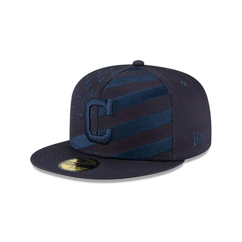 MLB Cleveland Indians Wave 59Fifty Fitted (MFL4112) - Blue New Era Caps